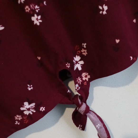 Children Place Girls Ribbed Floral Tie Front Long Sleeve Top Size 14 - Picture 5 of 6